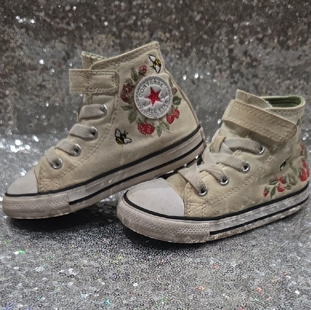 Kids High-Top Sneakers with Floral Embroidery